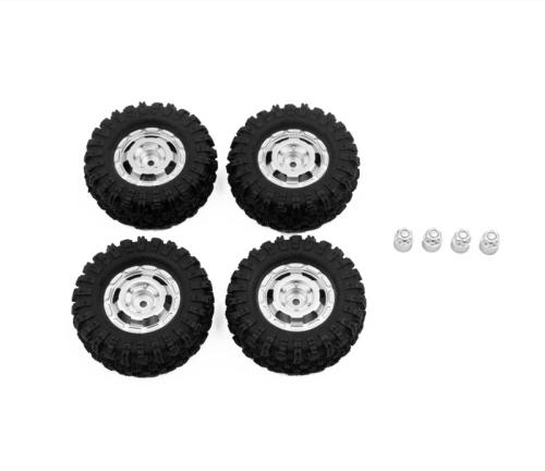 AB-240460 - CR-18P Truck Wheel_ Tire Set (Silver) Absima AB-240460