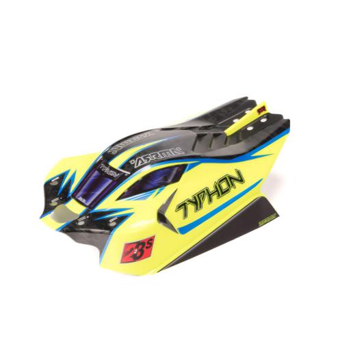 ARA406172 - 1_8 Clipless Painted Decaled Body. Yellow_Blue: TYPHON 4X4 ARRMA ARA406172