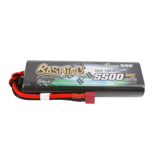 GEA552S60D20GT - Gens ace 5500mAh 7.6V 2S1P 60C HV Lipo Battery Hardcase with T Plug GEA552S60D20GT