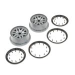 LOS45022 - 1_5 Front_Rear 4.75 Wheel and Beadlock Set. 24mm Hex. Grey (2): 5ive-T 2.0
