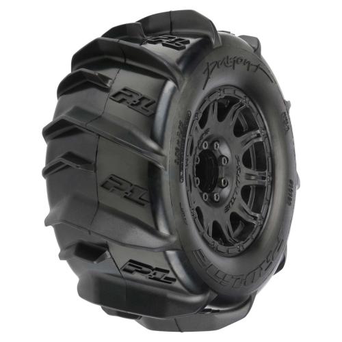 PRO1019210 - 1_8 Dumont F_R 3.8 MT Tires Mounted 17mm Black Raid (2) PRO1019210