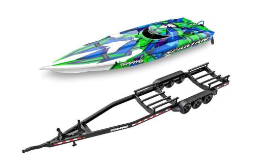 TRX57076-4GRNR-SET2 - Traxxas SPARTAN SLVR gruen mit Anhaenger TRX57076-4GRNR-SET2